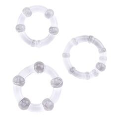 Набор из 3 прозрачных стимулирующих колец Beaded Cock Rings - 