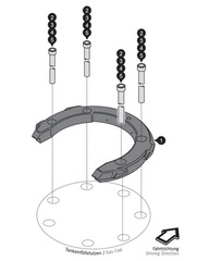 Крепление для сумок на бак EVO tank ring. Для моделей Kawasaki (7 винтов на горловине бака)