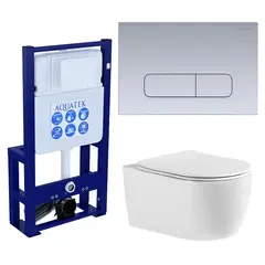 Aquatek Set Aquatek ЕВРОПА-014 3в1 Set Aquatek ЕВРОПА-014 3в1 (рама Aquatek INS-0000016 отдельностоящая +кнопкаKDI-0000014+унитаз ЕВРОПА AQ1106-00 с крышкой-сиденьем фото