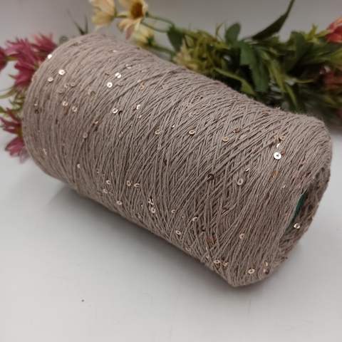 Хлопок с пайеткой Китай 700м/100гр Бежевый 02