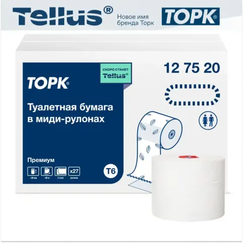 Tork туалетная бумага Mid-size в миди-рулонах мягкая белый 127520