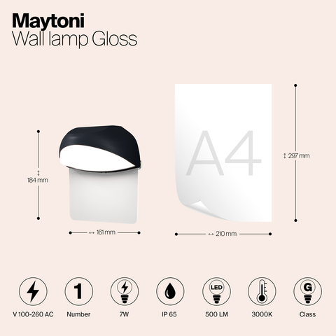 Уличный настенный светодиодный светильник Maytoni Gloss O447WL-L7GF3K