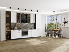 Прямая модульная кухня Фрейм-06 White Silk - Graphite 2340*3400*600