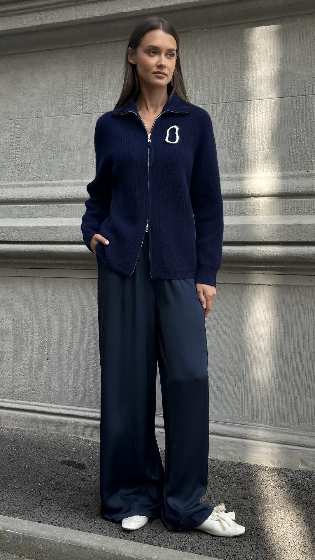 Кардиган на молнии связанный из 100% овечий шерсти