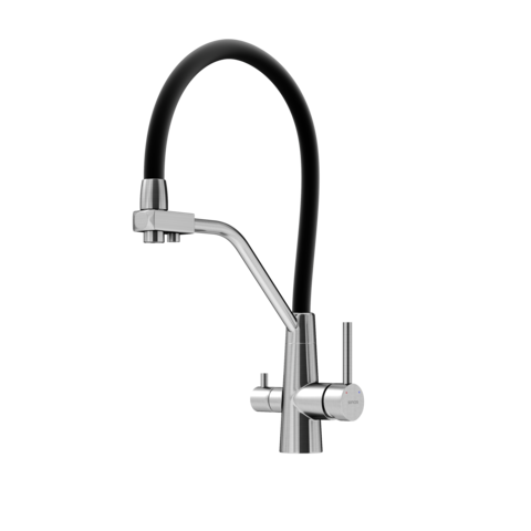 Sancos Nolia SC12003SS Смеситель для кухни с гибким изливом и краном для фильтра, цвет: нержавеющая сталь,чёрный