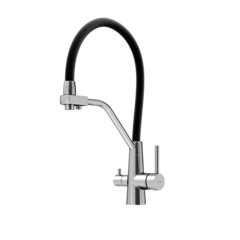 Sancos Nolia SC12003SS Смеситель для кухни с гибким изливом и краном для фильтра, цвет: нержавеющая сталь,чёрный фото