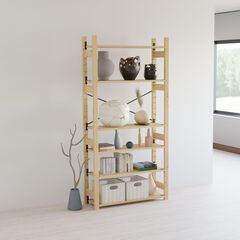 Стеллаж деревянный напольный с 6 полками Икеа ИВАР IVAR 179х89х30 см, стеллаж для хранения книг и игрушек, для цветов на балкон из массива сосны