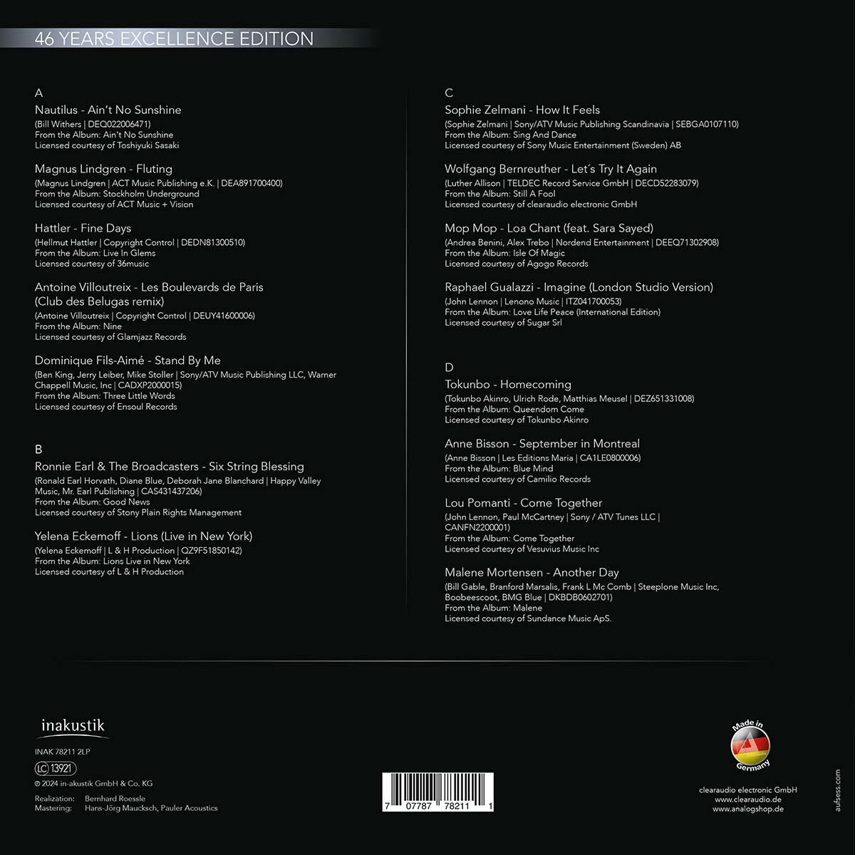 Inakustik LP, Clearaudio - 46 Years Excellence Edition, 01678211