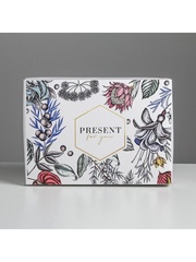 Коробка самосборная одиночная Прямоугольник, 21*15*7 см, «Цветы», 1 шт.