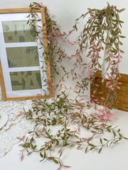 Ампельное растение, свисающая искусственная зелень, пепельно-розово-оливковый окрас, 105 см, набор 3 ветки