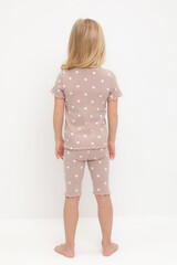 пижама  для девочки  К 1632/кофейный,маленькие яблочки