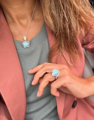 Комплект украшений из серебра серьги+кольцо+кулон Pasquale Bruni коллекция Ton Joli голубая вставка