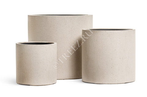Кашпо TREEZ Effectory - Beton - Цилиндр - Белый песок