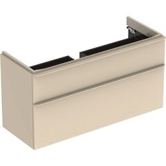 Шкафчик для раковины Geberit Smyle Square, с двумя выдвижными ящиками: B=118.4см, H=61.7см, T=47см, Песчаный глянец / Высокоглянцевое покрытие фото