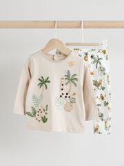 Лонгслив и легинсы в комплекте для малышей Next E48-221, Бежевый, Белый