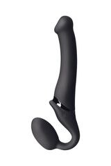 Черный безремневой вибрострапон Silicone Bendable Strap-On - size XL - 
