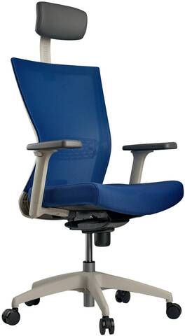 Кресло эргономичное SCHAIRS AIREX AIRE-101W каркас белый, сетка IR05BU / ткань T01BU синяя