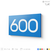 Номер на дверь 600, табличка на дверь для офиса, квартиры, кабинета, аудитории, склада, голубая 120х70 мм, Айдентика Технолоджи