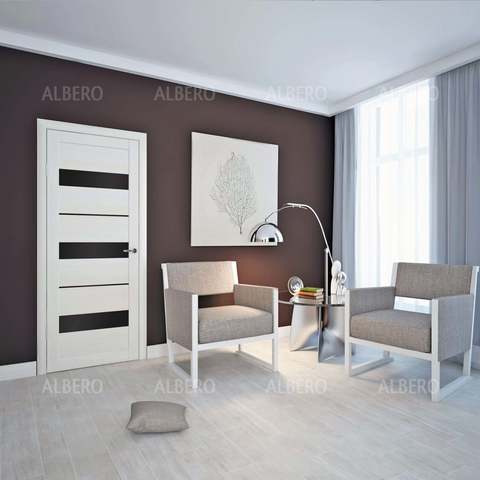 Дверь межкомнатная Альберо (Фрегат) Мегаполис Прага, цвет белый кипарис, экошпон, стекло мателюкс #2