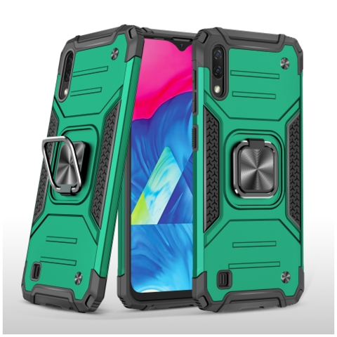 Противоударный чехол Strong Armour Case с кольцом для Samsung Galaxy A10 / M10 (Темно-зеленый)