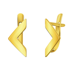 л22025-Серьги в форме буква V из лимонного золота 585 пр