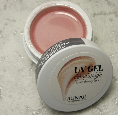 RuNail Камуфлирующий УФ-гель (цвет: Сияющий френч), 15 г