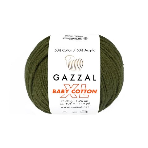 Пряжа Gazzal Baby Cotton XL 3463 хаки