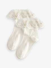 Носки хлопковые с рюшами для девочки Next 263-581, 2 шт., Кремовый