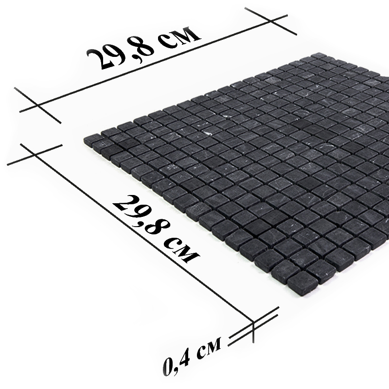 4M009-15T Мозаика из мрамора 4 мм Natural i-Tilе черный темный квадрат матовый