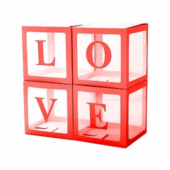 Набор коробок для воздушных шаров, Love, Красный, 30*30*30 см, 4 шт.