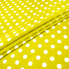 Ткань плательная Кашибо белый горох на жёлтом, d 1,2 см