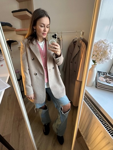 Жилет Hand Made из 100% мериноса розовый меланж