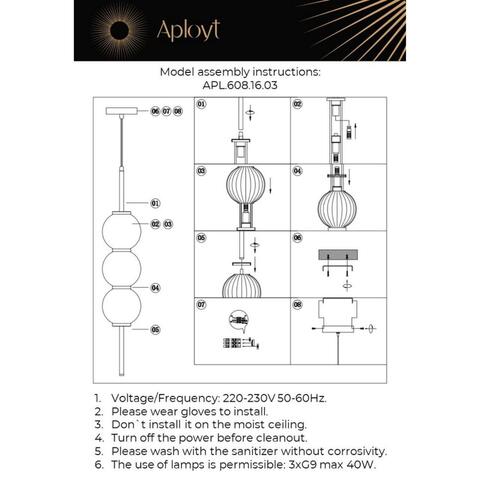 Подвесной светильник Aployt Zhizel APL.608.16.03