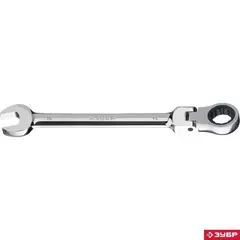 ЗУБР 19 мм, шарнирный трещоточный гаечный ключ, Профессионал (27101-19)