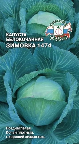 Семена Капуста белокочанная Зимовка 1474, поздняя, цв 0,5 гр