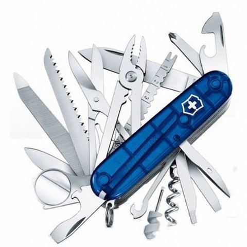 Складной многофункциональный нож Victorinox SwissChamp (1.6795.T2) 91 мм., 33 функции, цвет синий полупрозрачный - Wenger-Victorinox.Ru