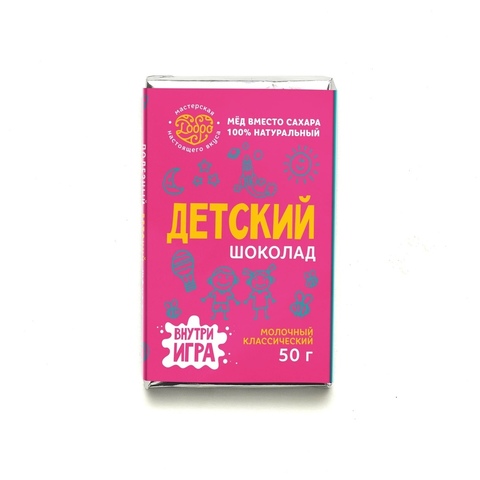 Добро Детский шоколад молочный, 54% какао на меду (классический) 50 гр