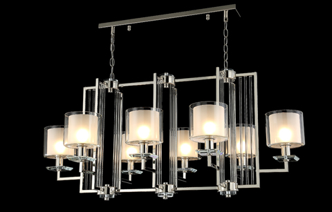 Подвесная люстра Crystal Lux NICOLAS SP8 L1000 NICKEL/WHITE