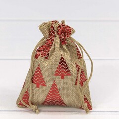 
          Мешочек 9 х 12 см "Елки" с рисунком искусственный лен (коричневый)