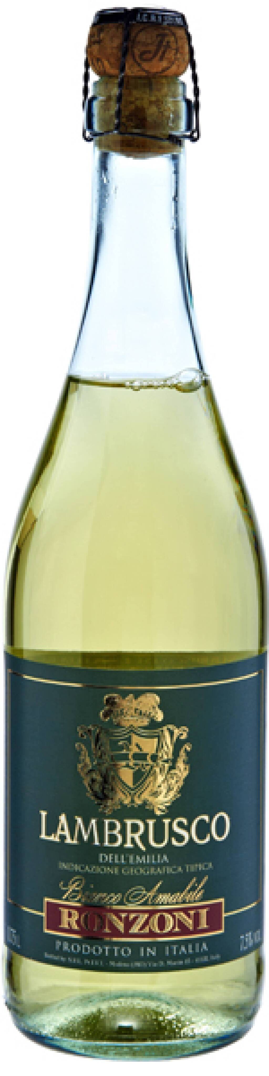Вино Ламбруско дель Эмилия Ронзони  бел.п/сл жемчужное игристое рег.Эмилия категории IGT 0,75л (см)
