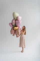 Сет гелиевых шаров Розовые сердца