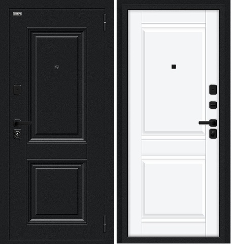 Входная дверь в квартиру Браво (Bravo) Некст МФ/SBlack Букле черное/White Silk
