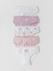 набор трусы/ уп  для девочки  МП 1931-5уп/сиреневый,белый,св.розовый