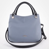 Сумка Саломея 203 гладкий серо-голубой + черный