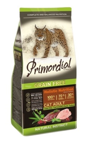 PRIMORDIAL сухой корм для кошек беззерновой (утка,индейка) 400 г