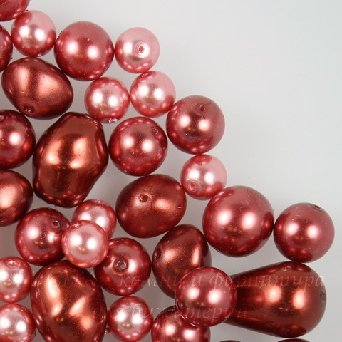 Бусины Preciosa микс "Red"