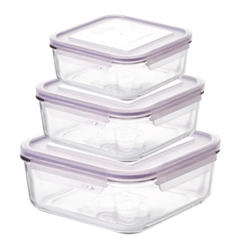 Набор контейнеров Glasslock MCSBSET-260 Purple (2600ml,1200ml,490ml; -20/+120℃; квадратный)