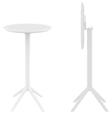 Стол пластиковый барный складной Siesta Contract Sky Folding Bar Table 60, белый