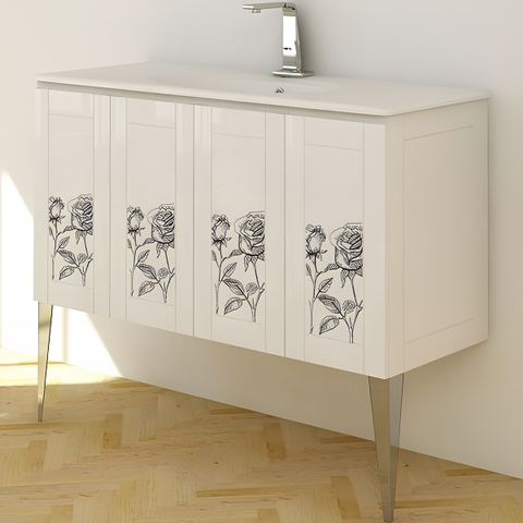 Cezares 42244 ROSA База под раковину с четырьмя распашными створками Decorato Rosa, 120х46х83