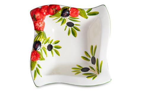 Салатник с изгибом 14х14см Edelweiss Томаты и оливки